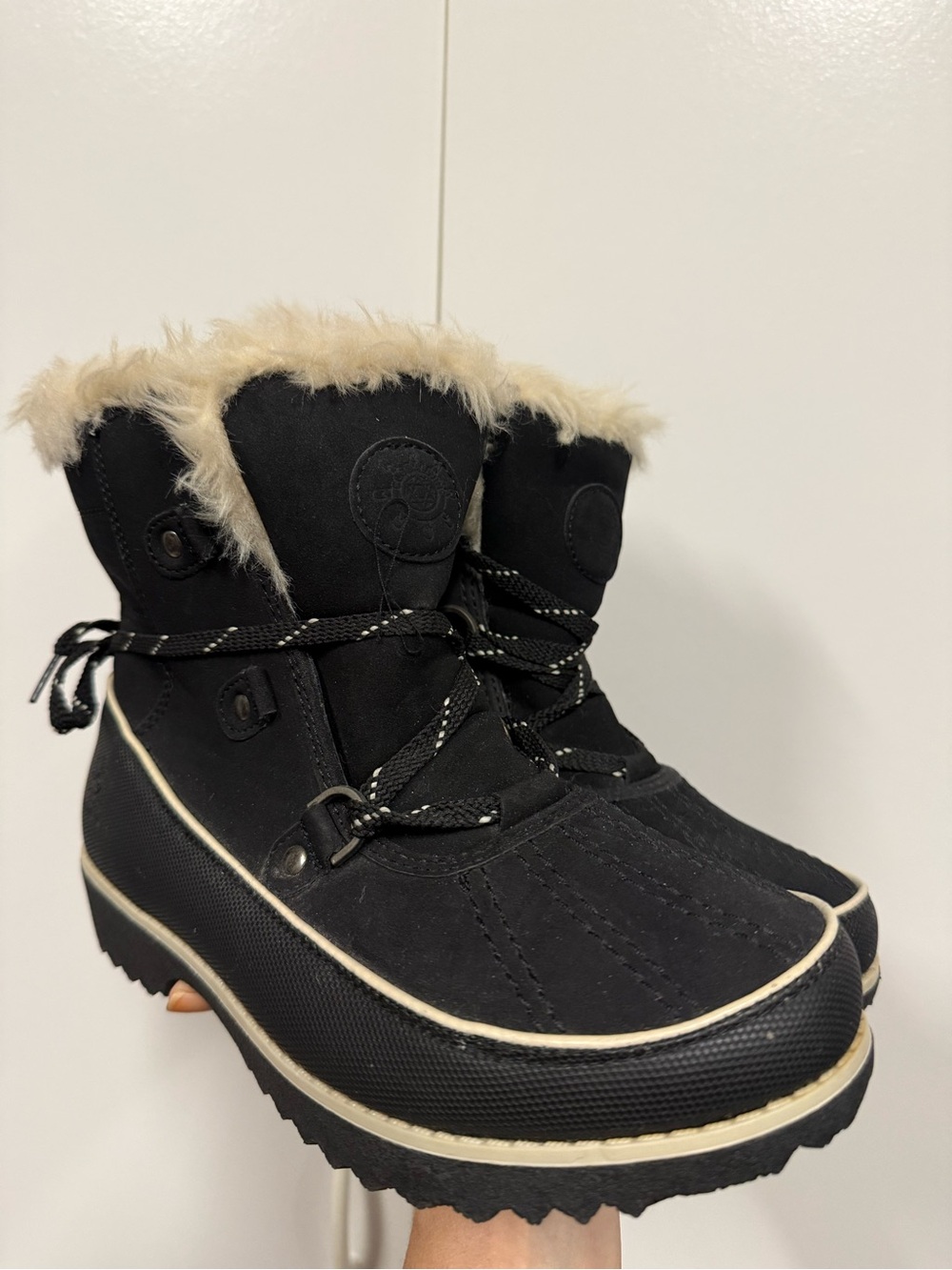 Black Faux-Fur Winter Boots - warm and waterproof.